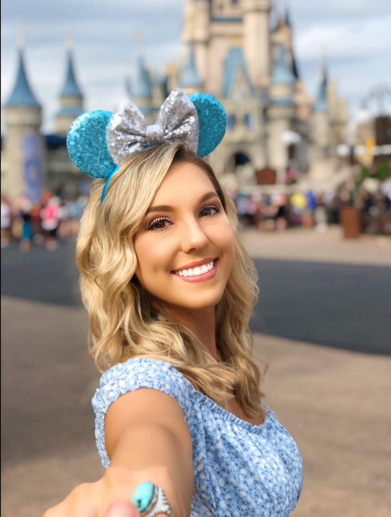 CLGIFT Cinderella Inspired Minnie Ears, Blue, Rainbow Sparkle, Sequin (1 Count pack of 1), for Event Enthusiasts, Costume Parties, All Ages - Image 2